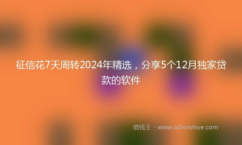 征信花7天周转2024年精选，分享5个12月独家贷款的软件