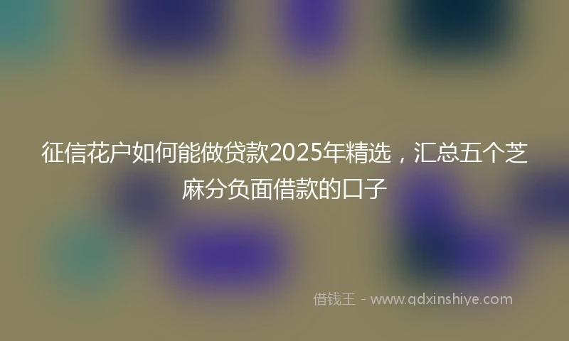 征信花户如何能做贷款2025年精选，汇总五个芝麻分负面借款的口子