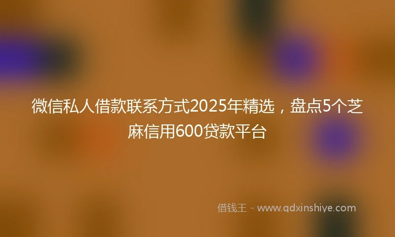 微信私人借款联系方式2025年精选，盘点5个芝麻信用600贷款平台