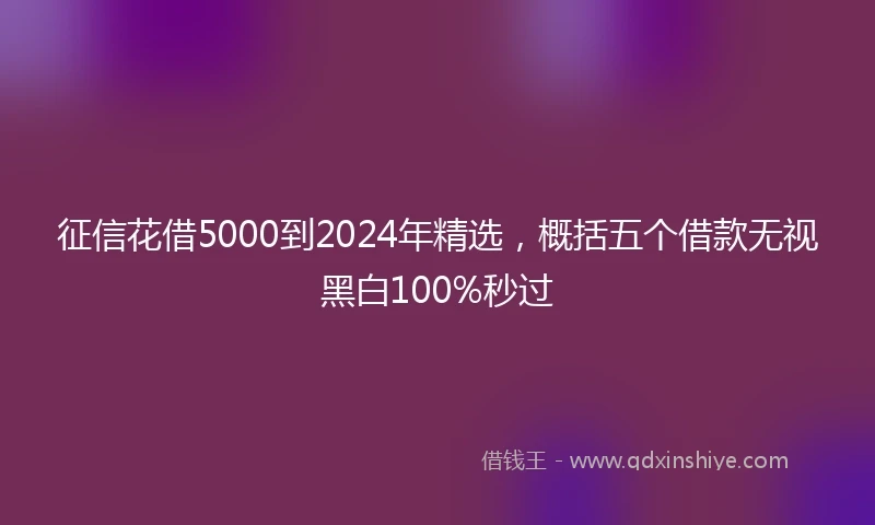 征信花借5000到2024年精选，概括五个借款无视黑白100%秒过