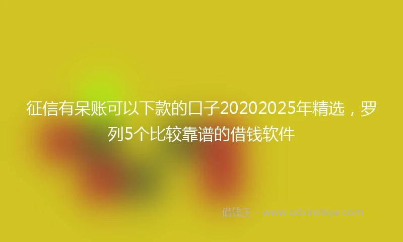 征信有呆账可以下款的口子20202025年精选，罗列5个比较靠谱的借钱软件