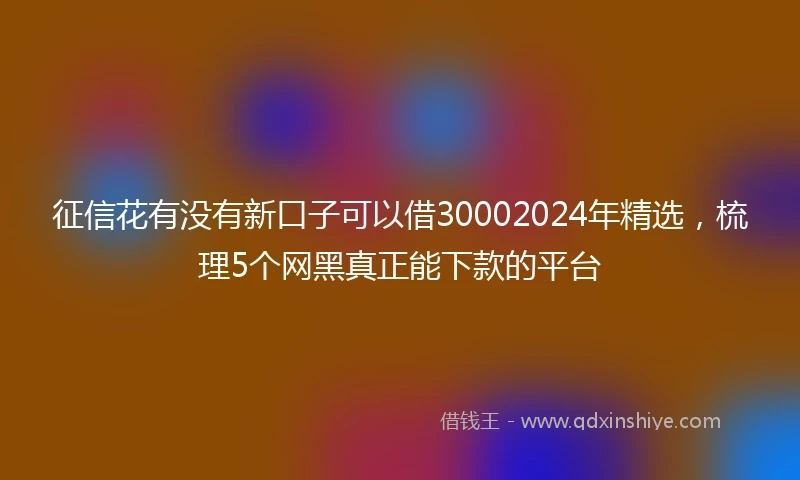 征信花有没有新口子可以借30002024年精选,梳理5个网黑真正能下款的平台