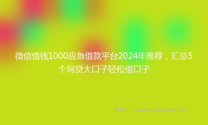 微信借钱1000应急借款平台2024年推荐，汇总5个网贷大口子轻松借口子