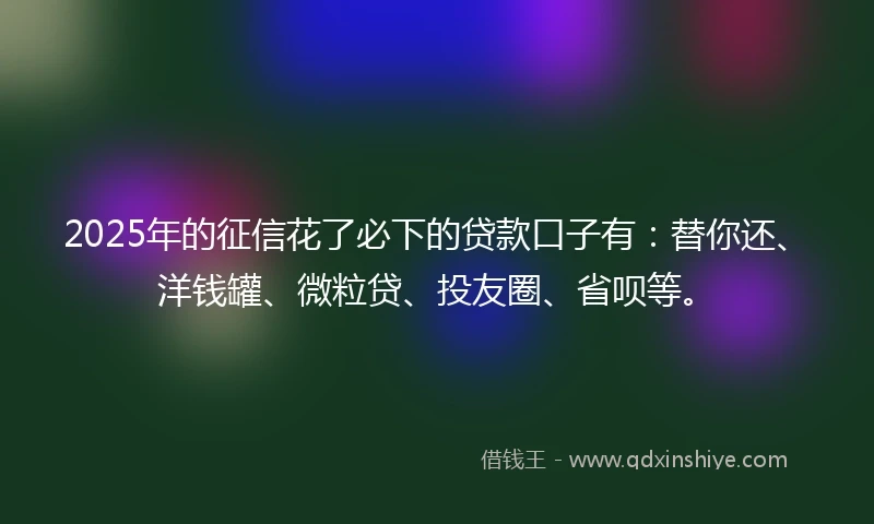 2025年的征信花了必下的贷款口子有：替你还、洋钱罐、微粒贷、投友圈、省呗等。