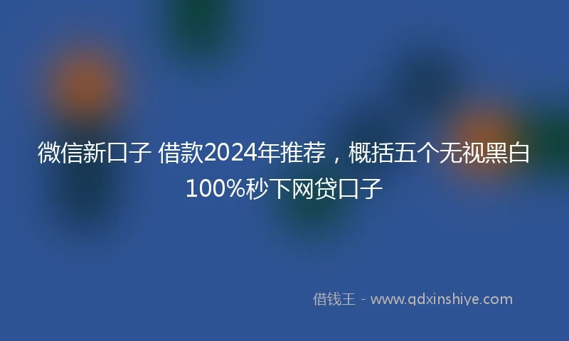 微信新口子 借款2024年推荐，概括五个无视黑白100%秒下网贷口子