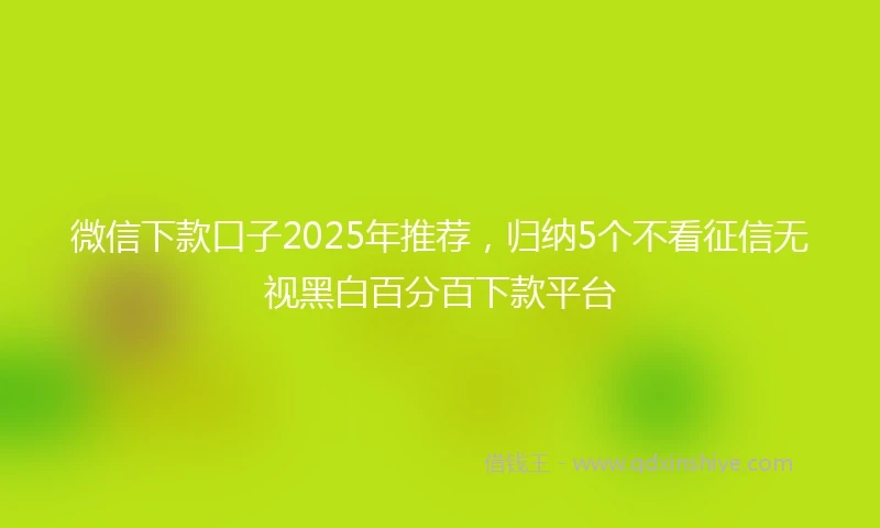 微信下款口子2025年推荐，归纳5个不看征信无视黑白百分百下款平台