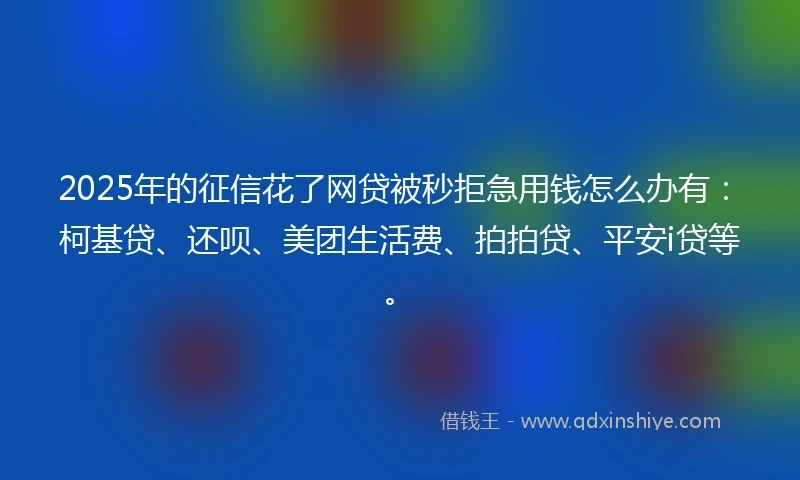2025年的征信花了网贷被秒拒急用钱怎么办有：柯基贷、还呗、美团生活费、拍拍贷、平安i贷等。