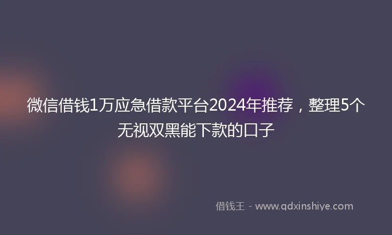 微信借钱1万应急借款平台2024年推荐,整理5个无视双黑能下款的口子