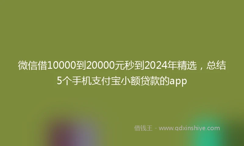微信借10000到20000元秒到2024年精选，总结5个手机支付宝小额贷款的app
