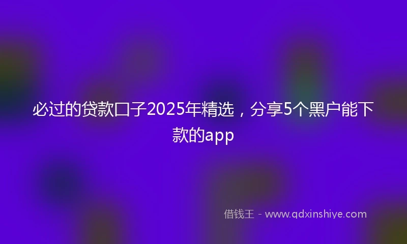 必过的贷款囗子2025年精选,分享5个黑户能下款的app
