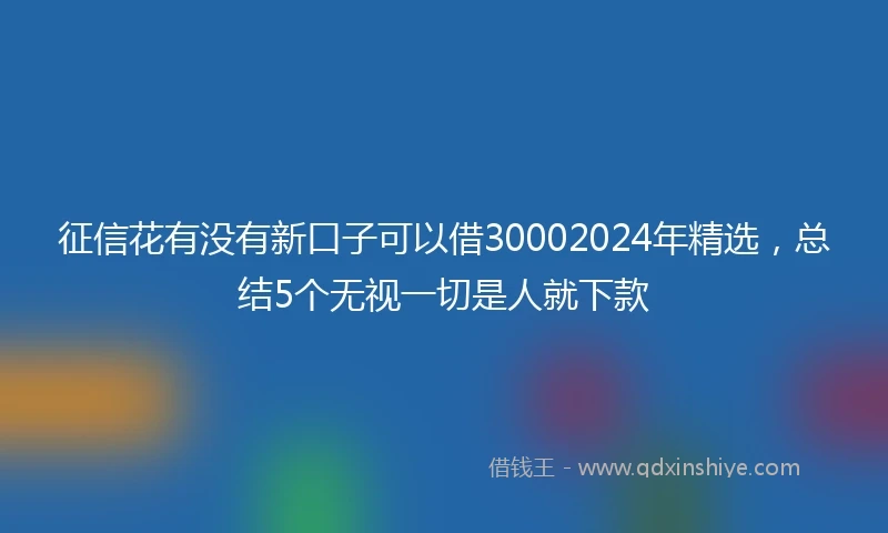 征信花有没有新口子可以借30002024年精选,总结5个无视一切是人就下款