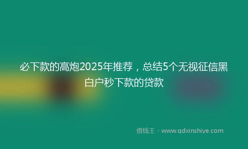 必下款的高炮2025年推荐，总结5个无视征信黑白户秒下款的贷款