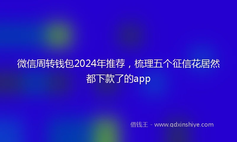 微信周转钱包2024年推荐，梳理五个征信花居然都下款了的app