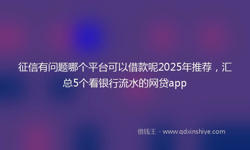 征信有问题哪个平台可以借款呢2025年推荐，汇总5个看银行流水的网贷app