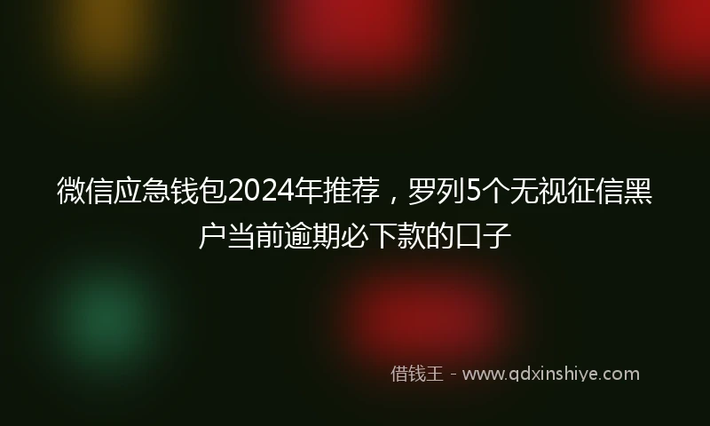微信应急钱包2024年推荐,罗列5个无视征信黑户当前逾期必下款的口子