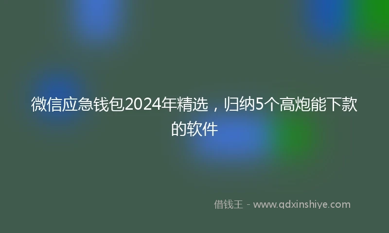 微信应急钱包2024年精选，归纳5个高炮能下款的软件