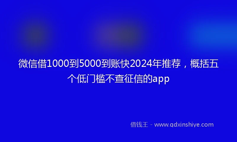 微信借1000到5000到账快2024年推荐，概括五个低门槛不查征信的app