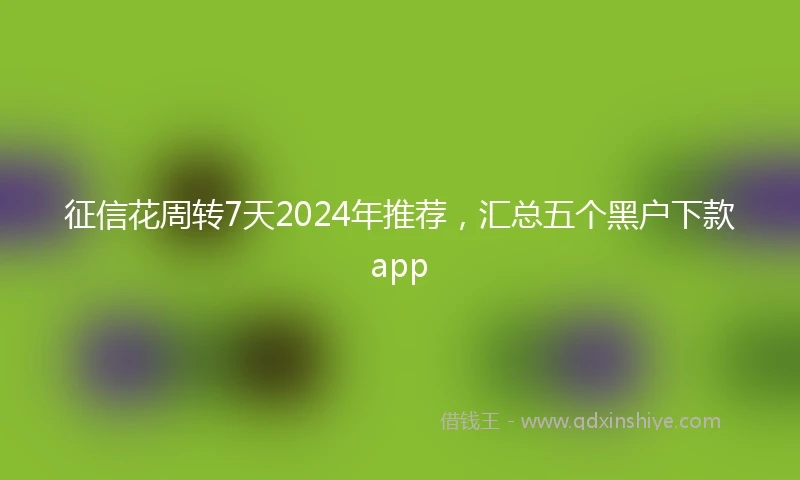 征信花周转7天2024年推荐，汇总五个黑户下款app