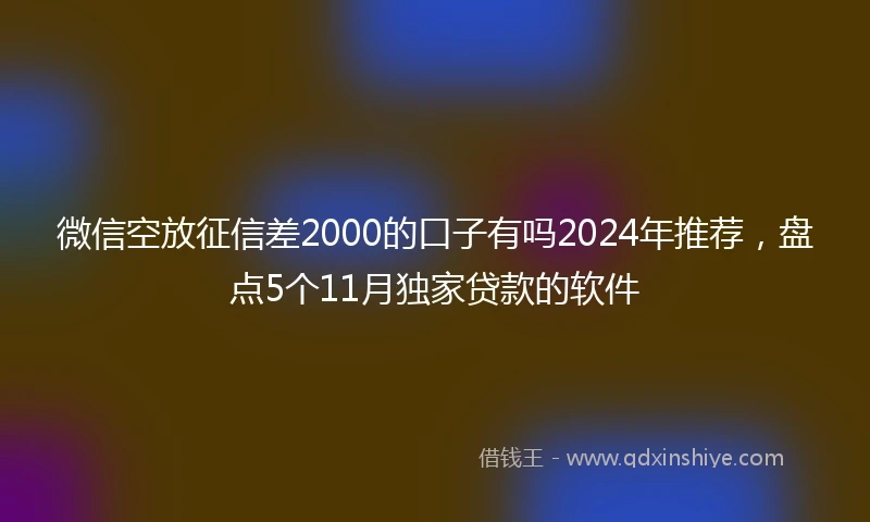 微信空放征信差2000的口子有吗2024年推荐，盘点5个11月独家贷款的软件