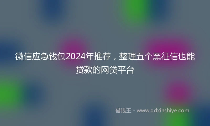 微信应急钱包2024年推荐，整理五个黑征信也能贷款的网贷平台