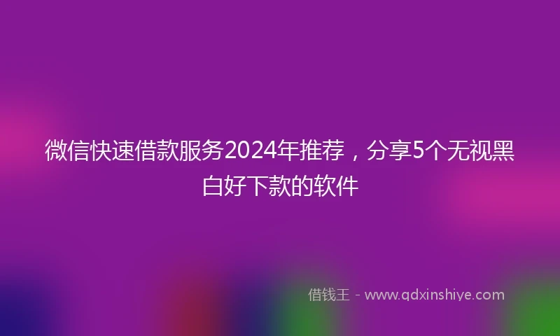 微信快速借款服务2024年推荐,分享5个无视黑白好下款的软件