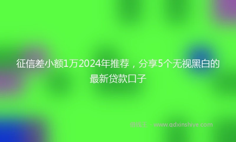征信差小额1万2024年推荐，分享5个无视黑白的最新贷款口子