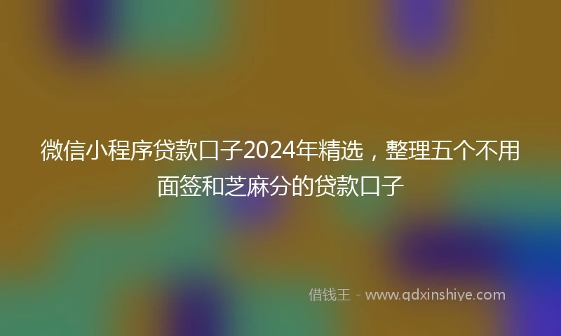微信小程序贷款口子2024年精选，整理五个不用面签和芝麻分的贷款口子