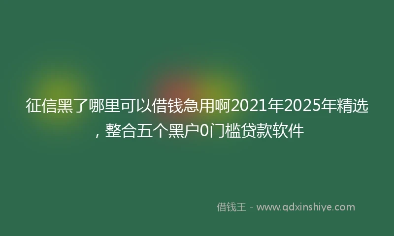 征信黑了哪里可以借钱急用啊2021年2025年精选，整合五个黑户0门槛贷款软件