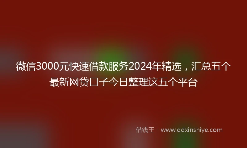 微信3000元快速借款服务2024年精选,汇总五个最新网贷口子今日整理这五个平台