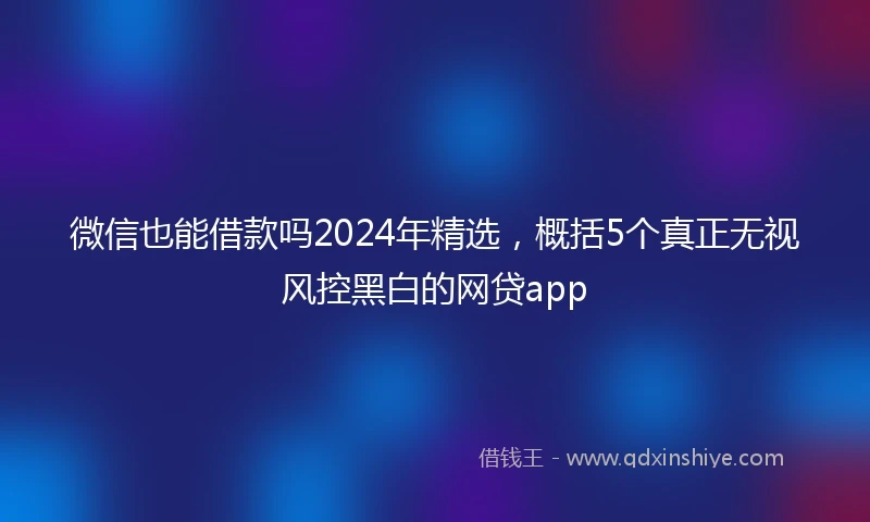 微信也能借款吗2024年精选，概括5个真正无视风控黑白的网贷app