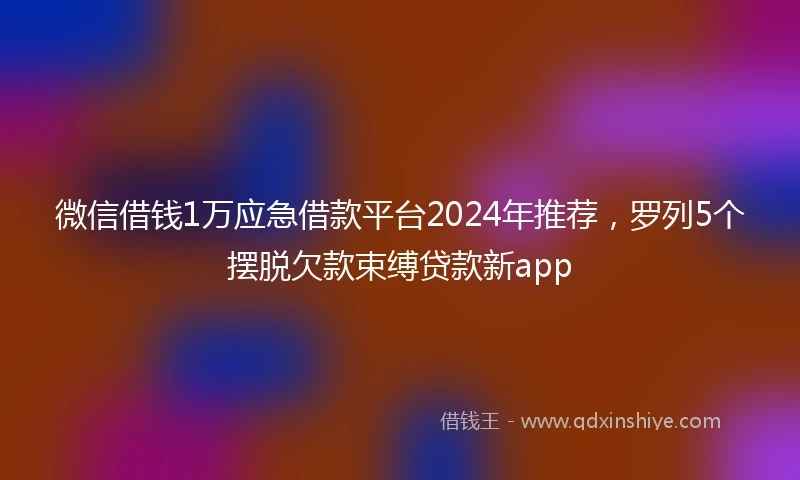微信借钱1万应急借款平台2024年推荐，罗列5个摆脱欠款束缚贷款新app