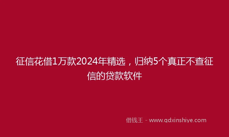 征信花借1万款2024年精选，归纳5个真正不查征信的贷款软件