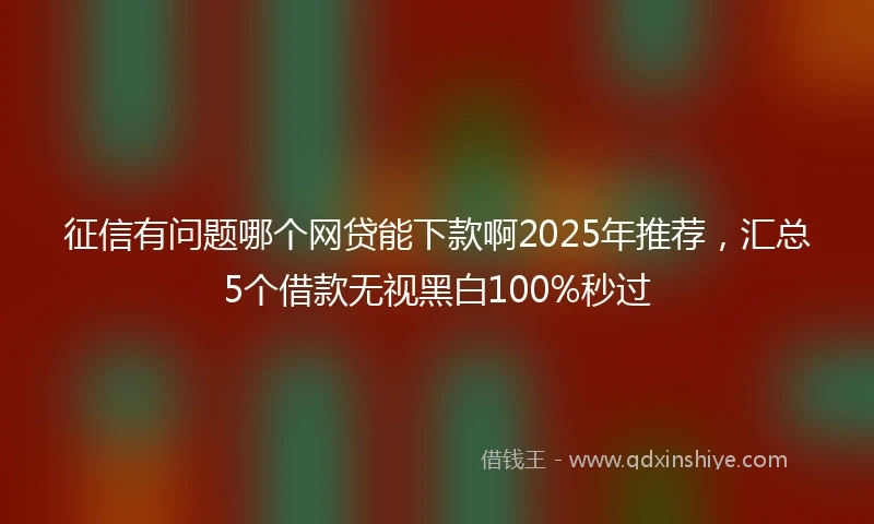 征信有问题哪个网贷能下款啊2025年推荐，汇总5个借款无视黑白100%秒过