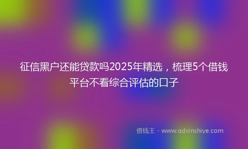 征信黑户还能贷款吗2025年精选，梳理5个借钱平台不看综合评估的口子