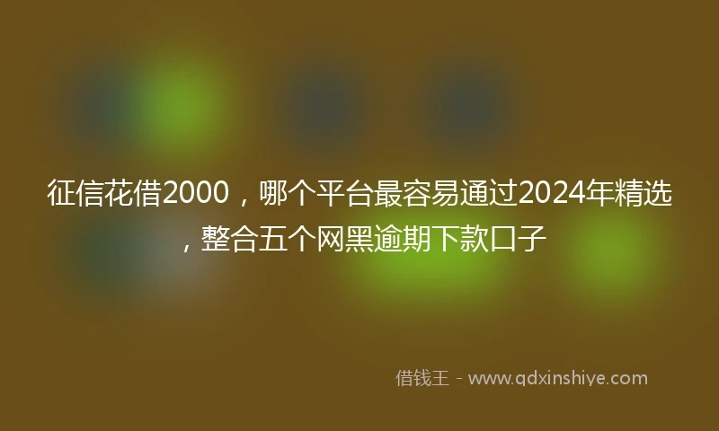 征信花借2000，哪个平台最容易通过2024年精选，整合五个网黑逾期下款口子