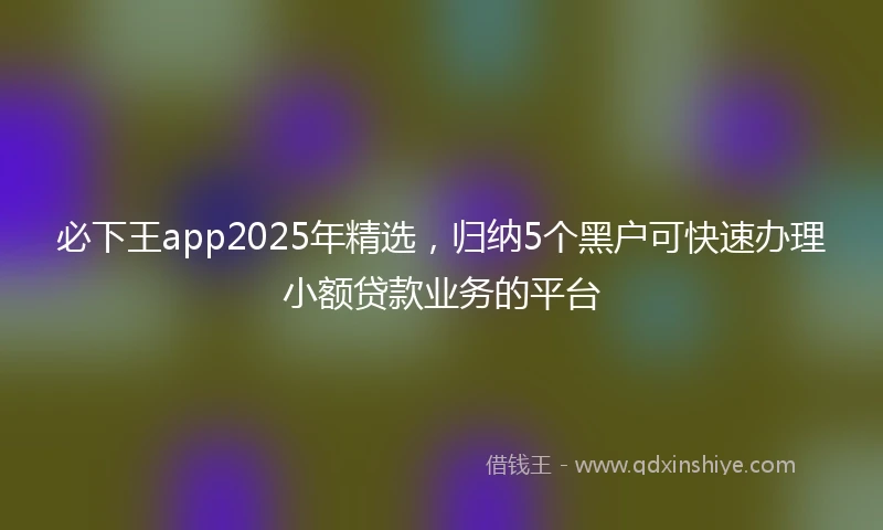 必下王app2025年精选，归纳5个黑户可快速办理小额贷款业务的平台