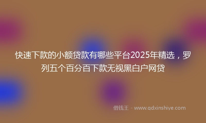 快速下款的小额贷款有哪些平台2025年精选，罗列五个百分百下款无视黑白户网贷