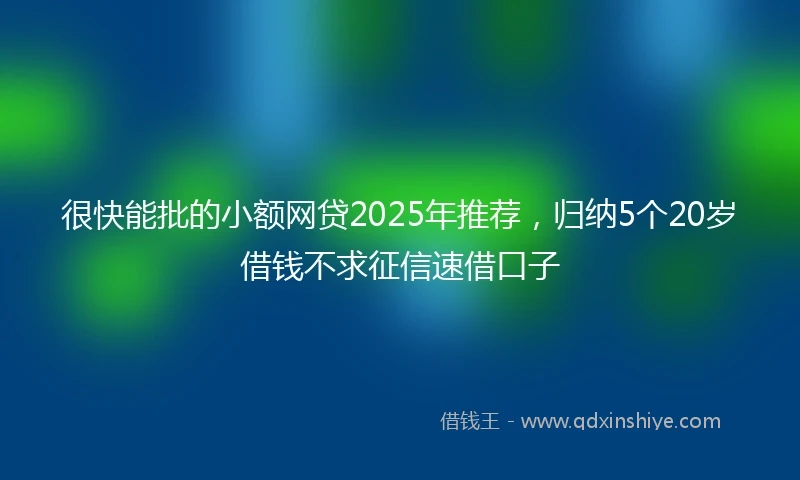 很快能批的小额网贷2025年推荐，归纳5个20岁借钱不求征信速借口子