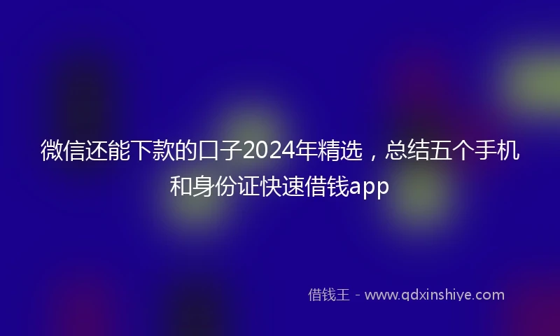 微信还能下款的口子2024年精选，总结五个手机和身份证快速借钱app