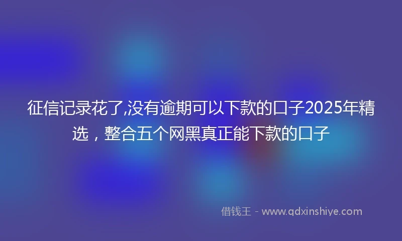征信记录花了,没有逾期可以下款的口子2025年精选，整合五个网黑真正能下款的口子