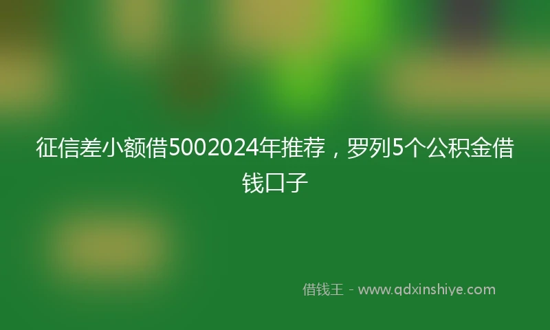 征信差小额借5002024年推荐，罗列5个公积金借钱口子