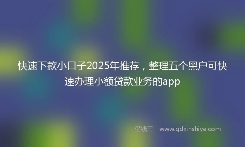快速下款小口子2025年推荐,整理五个黑户可快速办理小额贷款业务的app