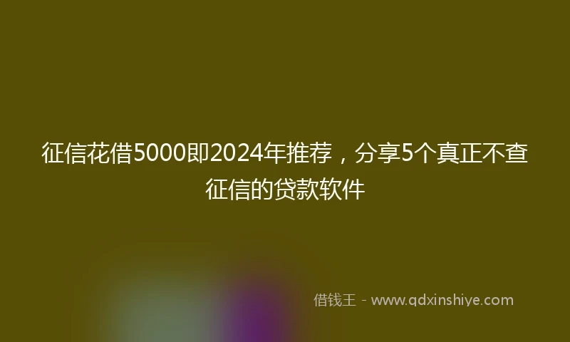 征信花借5000即2024年推荐，分享5个真正不查征信的贷款软件