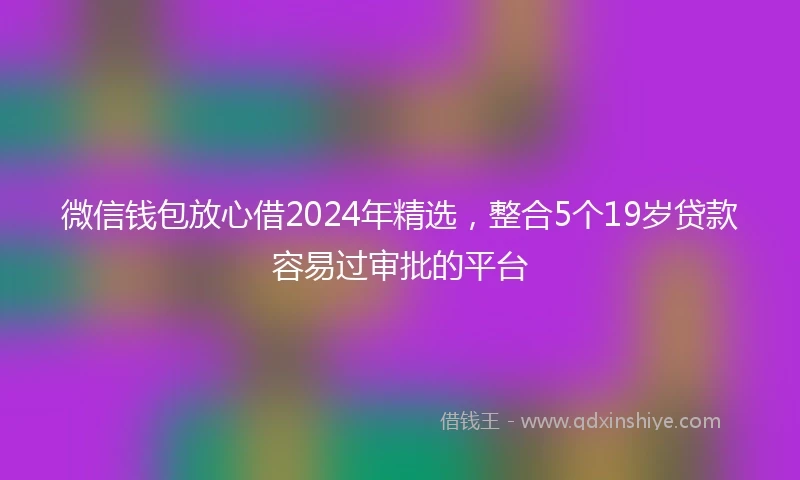 微信钱包放心借2024年精选，整合5个19岁贷款容易过审批的平台