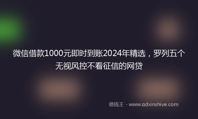 微信借款1000元即时到账2024年精选，罗列五个无视风控不看征信的网贷