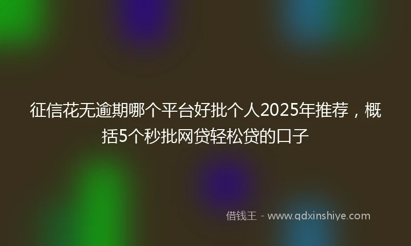 征信花无逾期哪个平台好批个人2025年推荐，概括5个秒批网贷轻松贷的口子