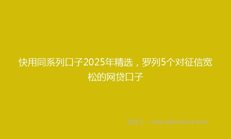 快用同系列口子2025年精选，罗列5个对征信宽松的网贷口子