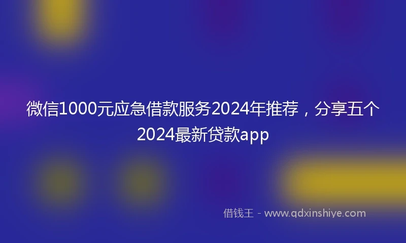 微信1000元应急借款服务2024年推荐，分享五个2024最新贷款app