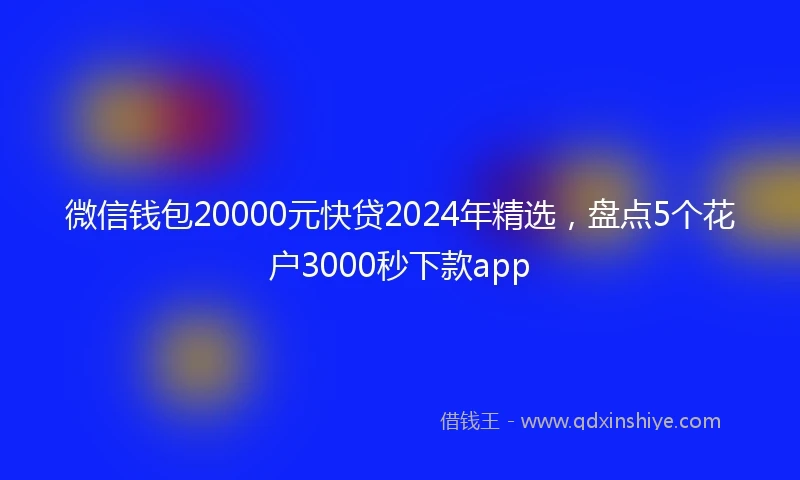 微信钱包20000元快贷2024年精选,盘点5个花户3000秒下款app