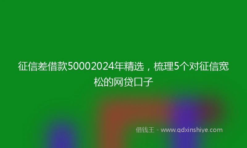 征信差借款50002024年精选，梳理5个对征信宽松的网贷口子